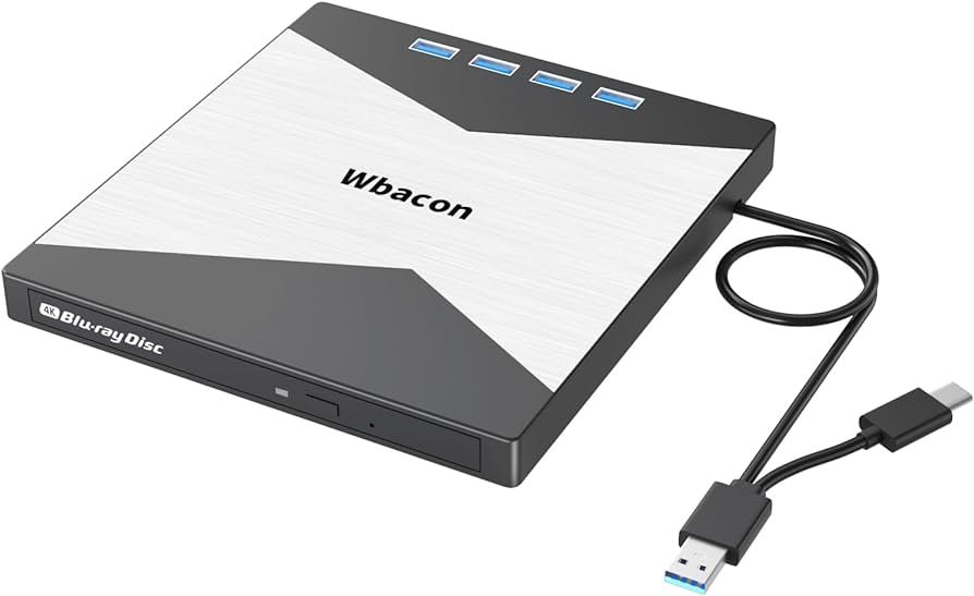 Amazon.com: Wbacon Unidad Blu Ray externa, USB 3.0 Tipo-C 4k ...