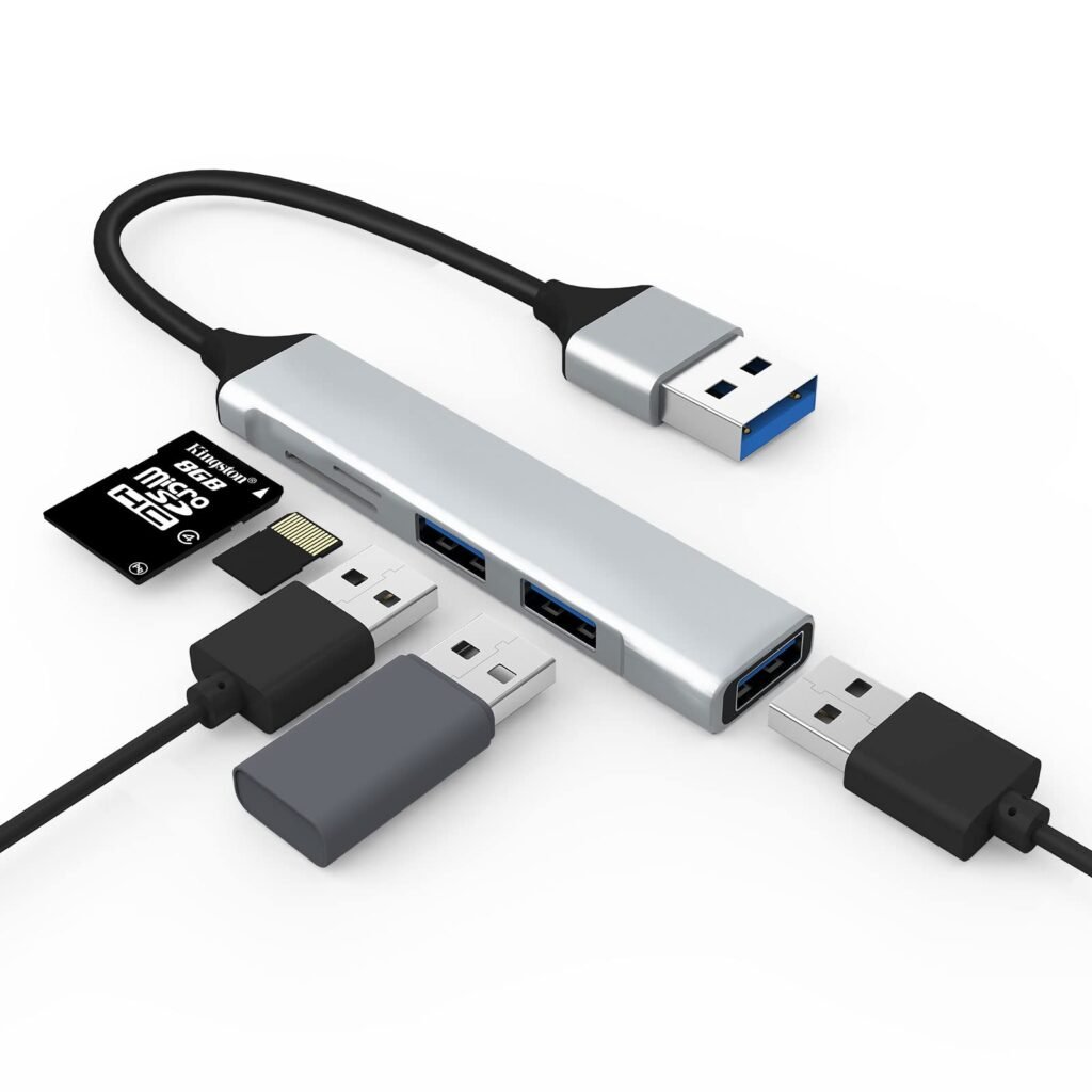 Hub USB, adaptador USB 3.0 5 en 1 con 3 puertos USB 3.0 y lector de tarjetas SD/TF, compatible con PC, MacBook Air, Mac Pro/Mini, iMac, Surface Pro, ...