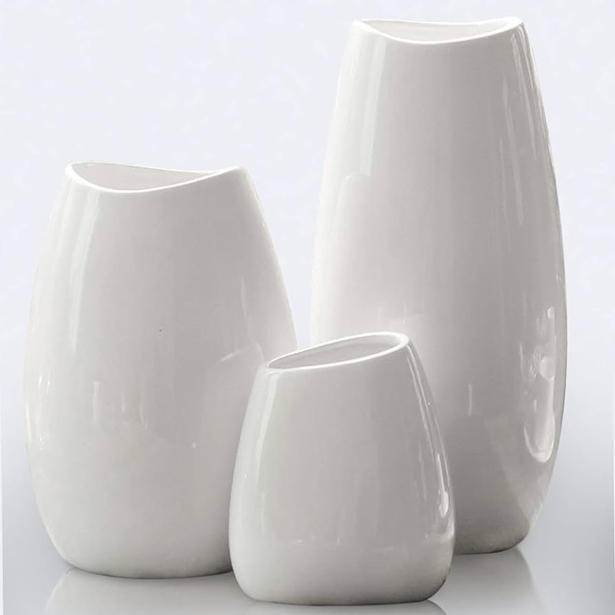Amazon.com: Juego de 3 jarrones de cerámica para decoración del ...