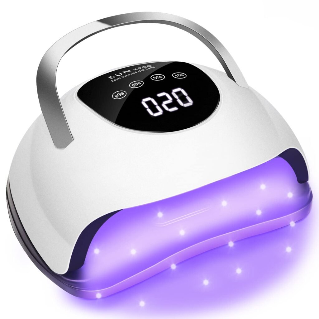 Wisdompark Lámpara LED de uñas de 220 W para uñas de gel, secado rápido, con 57 cuentas de lámpara, 4 temporizadores, luz UV profesional para el...