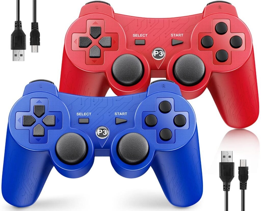 Controlador inalámbrico para PS3, controlador para Sony Playstation 3, paquete de 2, doble hock, 6 ejes, control remoto mejorado para controlador PS3...