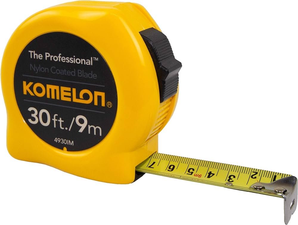 Komelon 4930IM La cinta eléctrica profesional de escala métrica/pulgada de 30 pies, amarilla