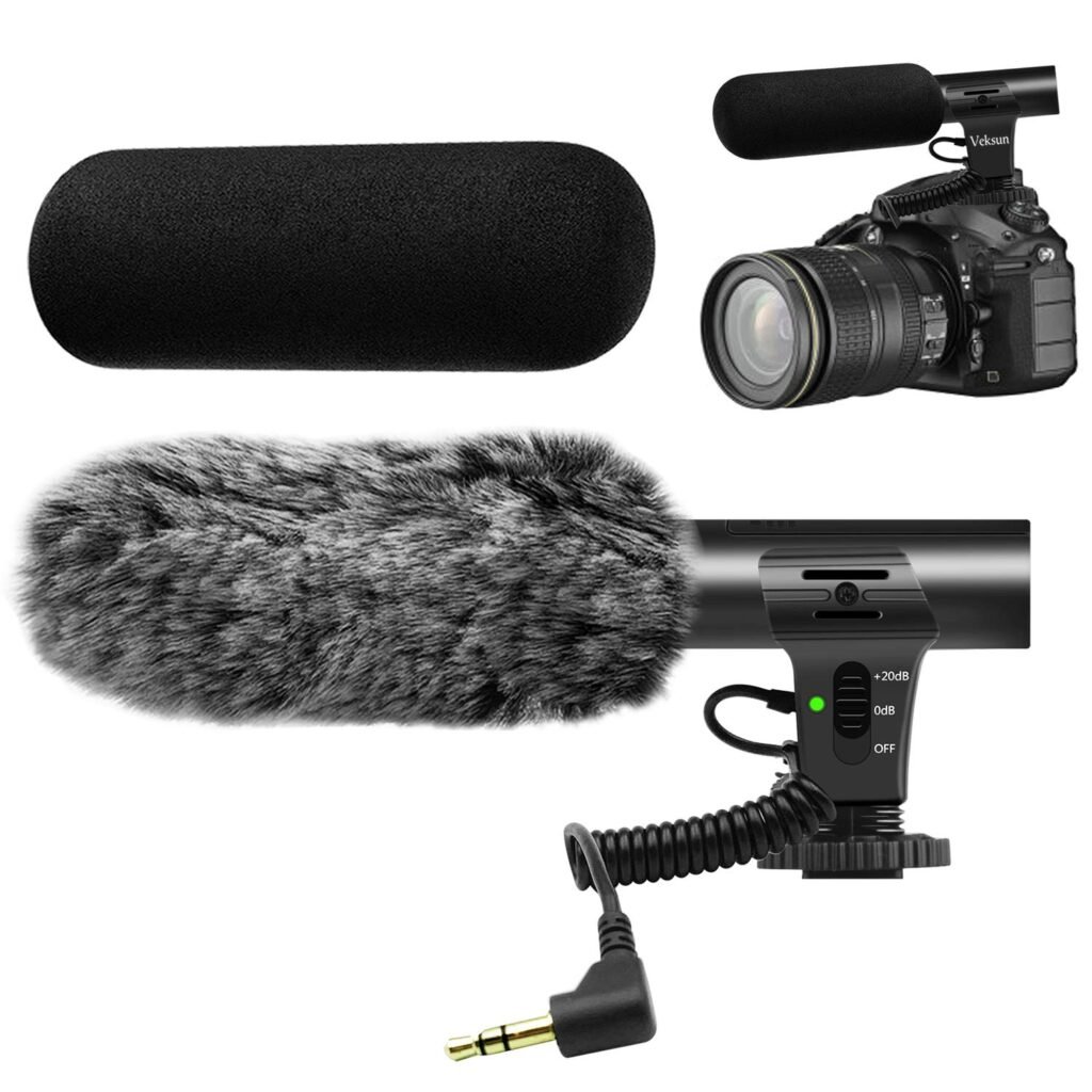 tikysky Micrófono de cámara, M-1 Micrófono de vídeo para DSLR Entrevista Escopeta Micrófono para Canon Nikon Sony Fuji Videomic con Parabrisas 0.138...