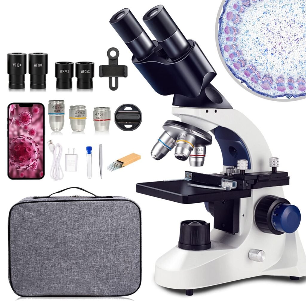 Amazon.com: Microscopio binocular para adultos 40X-1000X ...