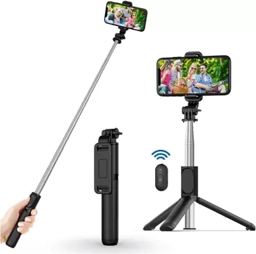 Palo selfie extensible para selfie con control remoto inalámbrico y soporte para trípode, portátil, ligero, compatible con iPhone 13/13 Pro/12/12...