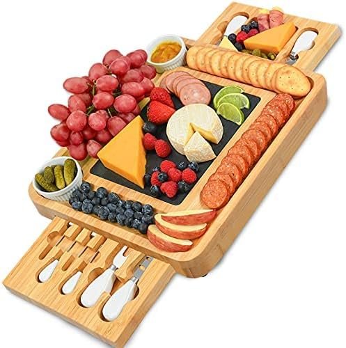 Amazon.com: CTFT Juego de tabla de quesos y cuchillos, platos de ...