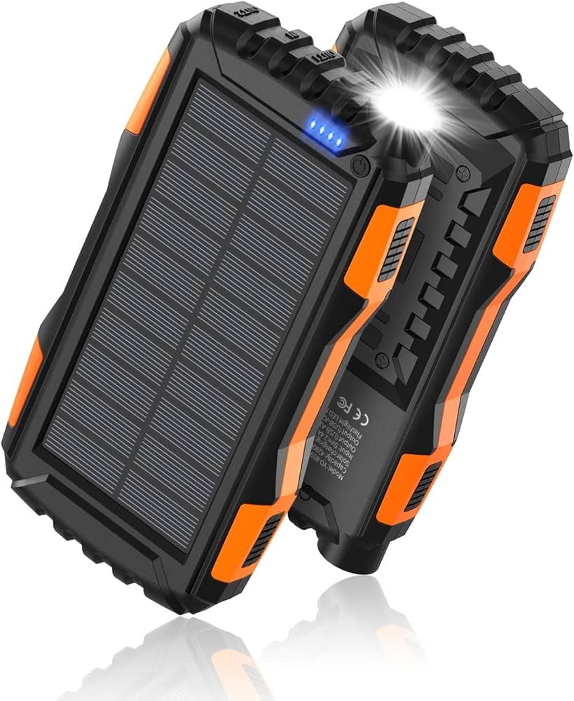 Cargador-solar-banco de energía - Cargador portátil de 42800 mAh, banco de energía solar, batería externa 5V3.1A Qc 3.0 cargador rápido linterna súper ...