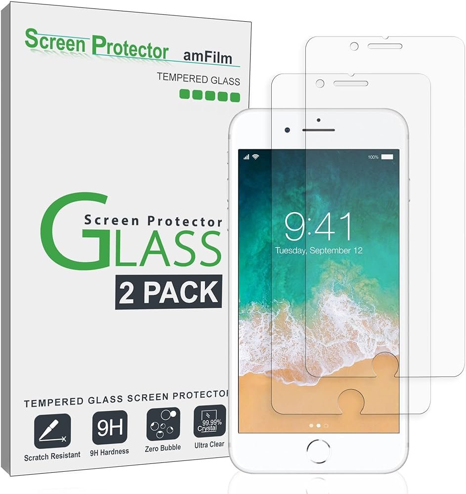 Protector de pantalla iPhone 7 6S 6 Vidrio, amfilm iPhone 7 Protector de pantalla de vidrio templado para iPhone de Apple 7, iPhone 6S, iPhone 6...