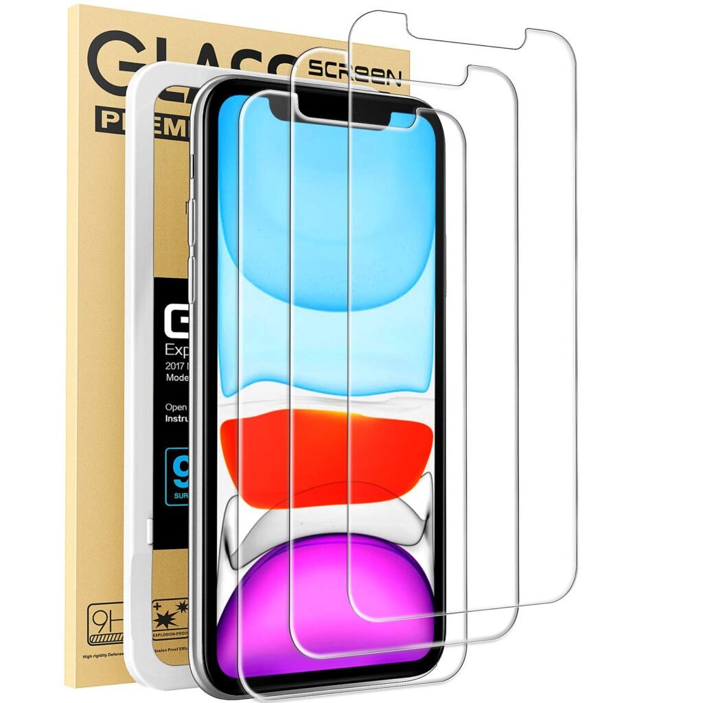 Mkeke - Protector de pantalla compatible con iPhone XR, lámina de vidrio templado para iPhone XR de Apple, paquete de 3 láminas transparentes