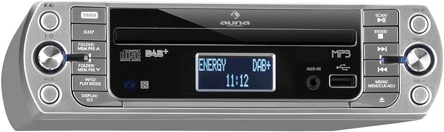 auna KR-400 CD - Radio de Cocina, Radio bajo Mueble, Radio Dab+/PLL FM, Reproductor CD/MP3, Bluetooth, AUX, USB, Memoria para 40 emisoras, Panralla...