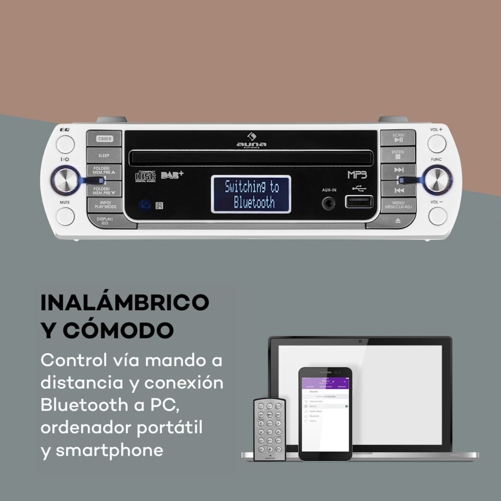 auna KR-400 CD Radio de cocina, DAB+/PLL FM, Reproductor de CD/MP3...