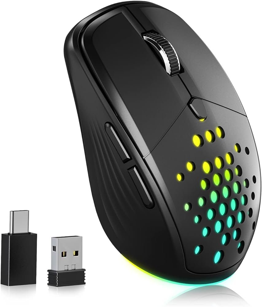 Amazon.com: UHURU Ratón inalámbrico LED recargable, ratón ...