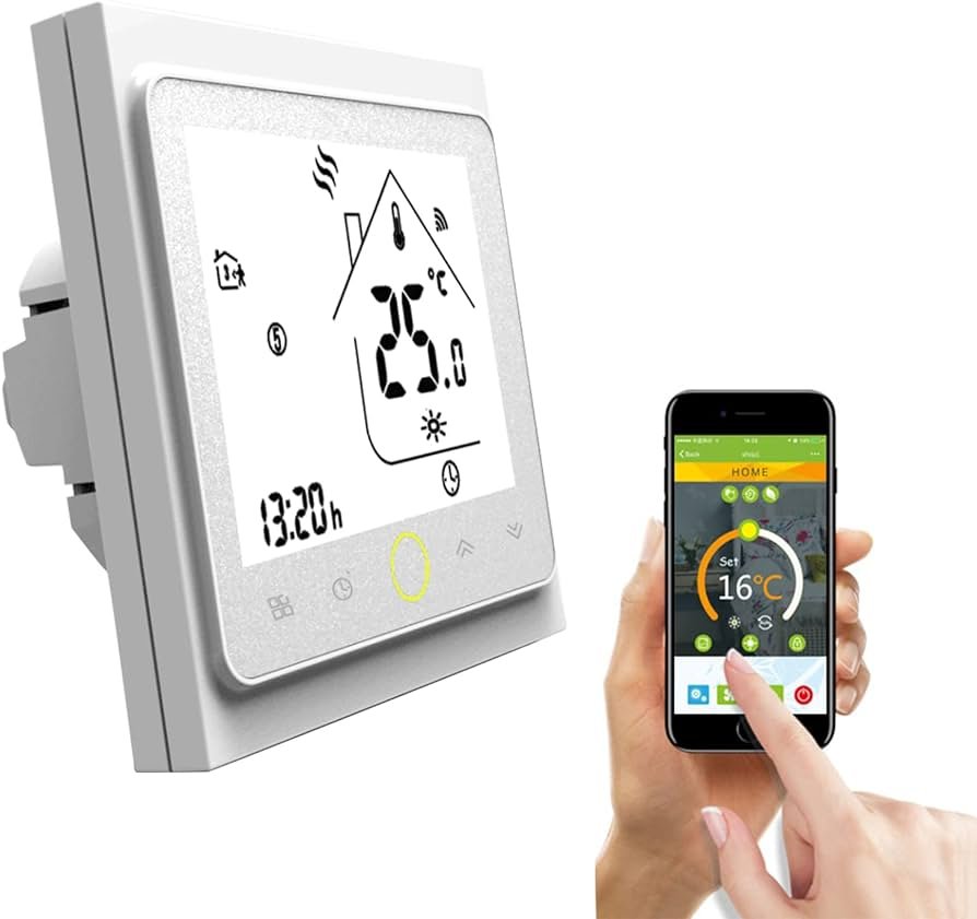 Qiumi Termostato WiFi inteligente controlador de temperatura para calefacción por suelo radiante eléctrico funciona con Amazon Alexa, Google Home...