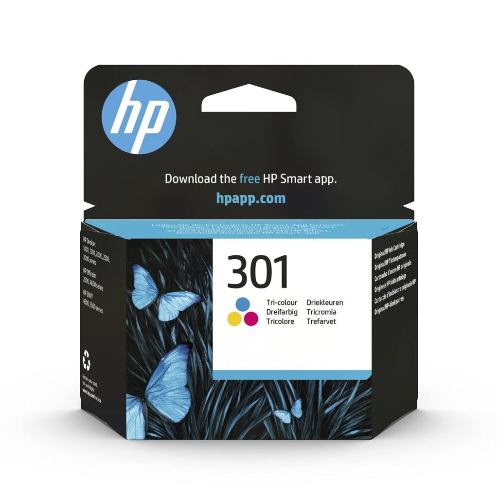 HP 301 CH562EE, Tricolor, Cartucho de Tinta Original, Compatible con impresoras de inyección de tinta HP DeskJet 1050, 2540, 3050;