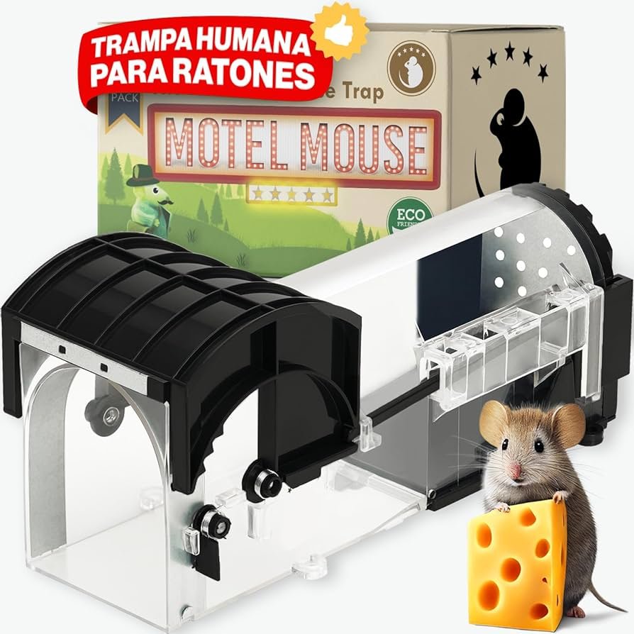 Motel Mouse Trampa Ratones y Ratas Vivos para Interiores y Exteriores - Fácil de Usar y de Limpiar, Reutilizable, Liberación sin Contacto - Con Manual...