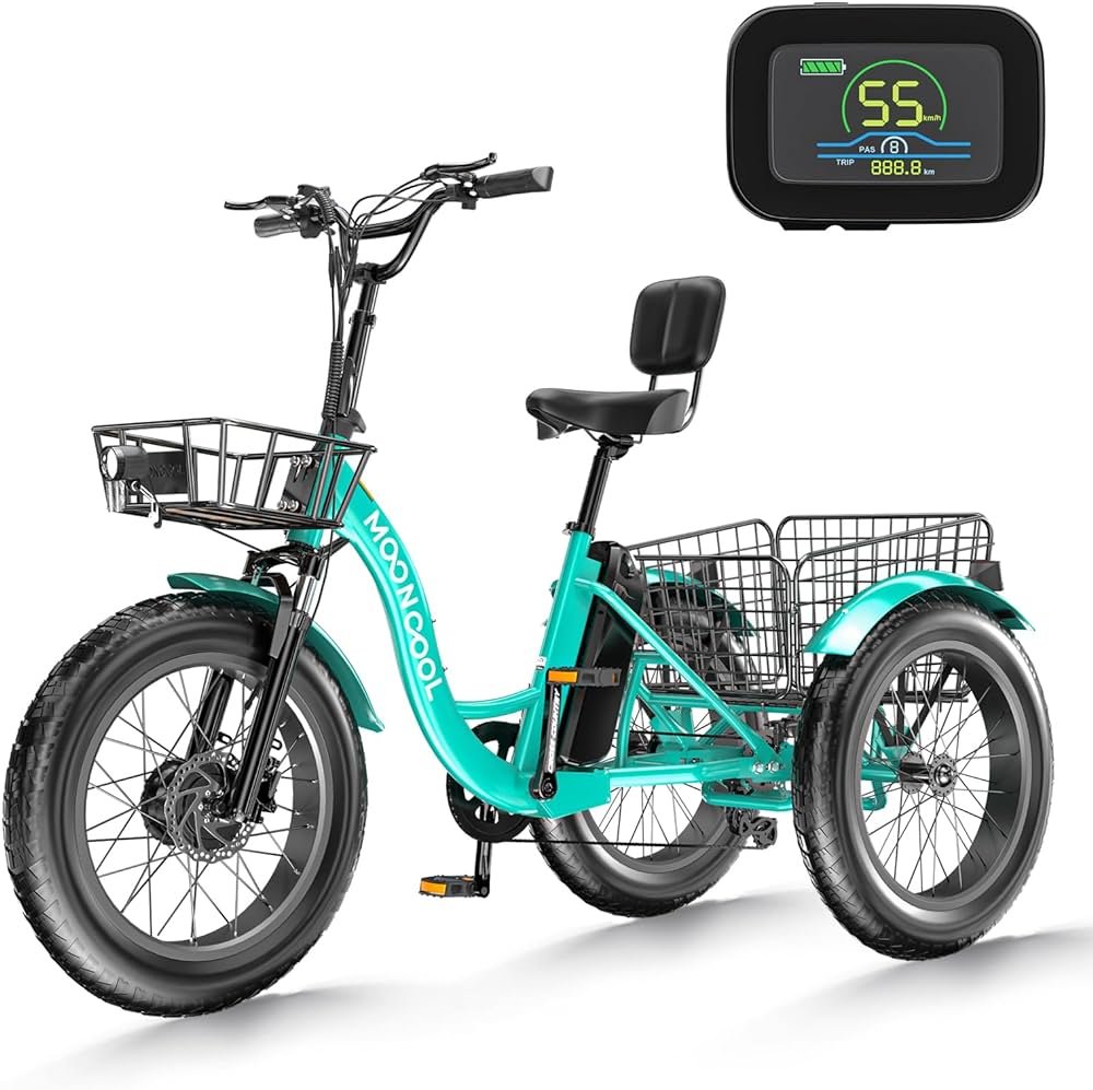 Amazon.com: MOONCOOL Triciclo eléctrico para adultos, 20 x 4 ...