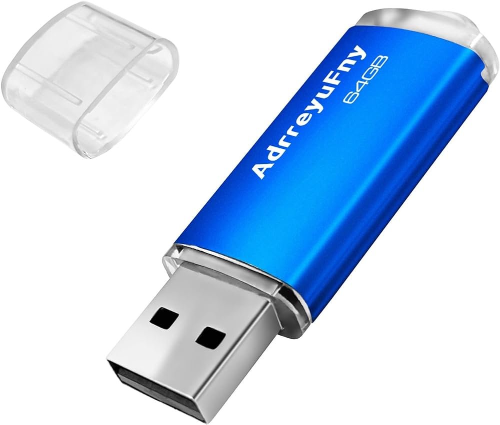 Memorias USB 64GB, Pendrive Portátil Flash Drive USB 2.0 Mini USB Stick 64 Gigas Pen Drive con Luz LED para Tabletas, PC Etc (Azul)